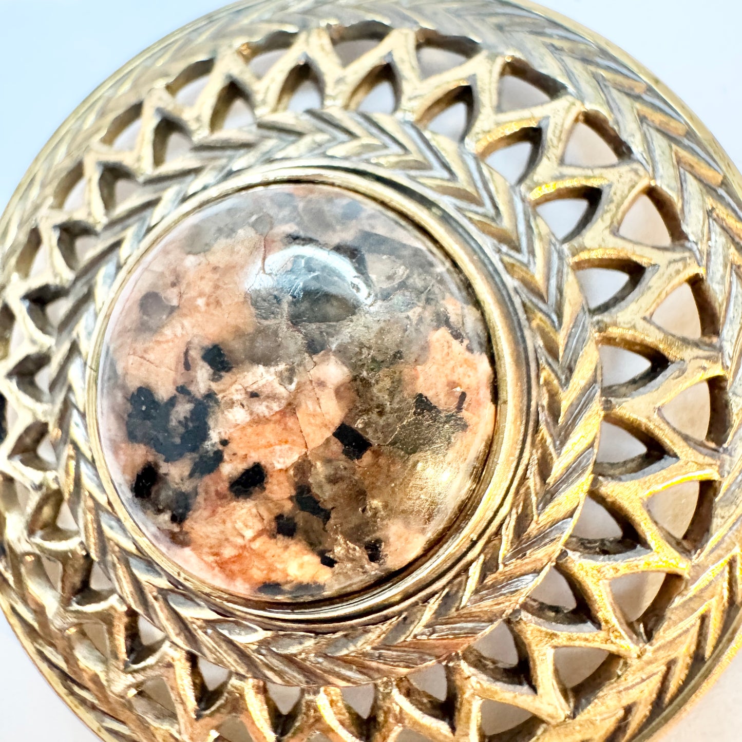 Kalevala Koru, Finland. Vintage Bronze Granite Pendant Necklace.