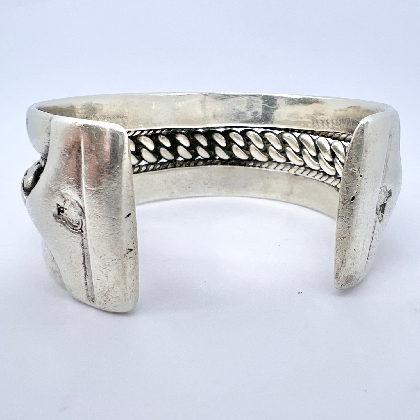 Egypt c 1960s. Vintage Chunky 3.7oz Solid Silver Cuff Bracelet.