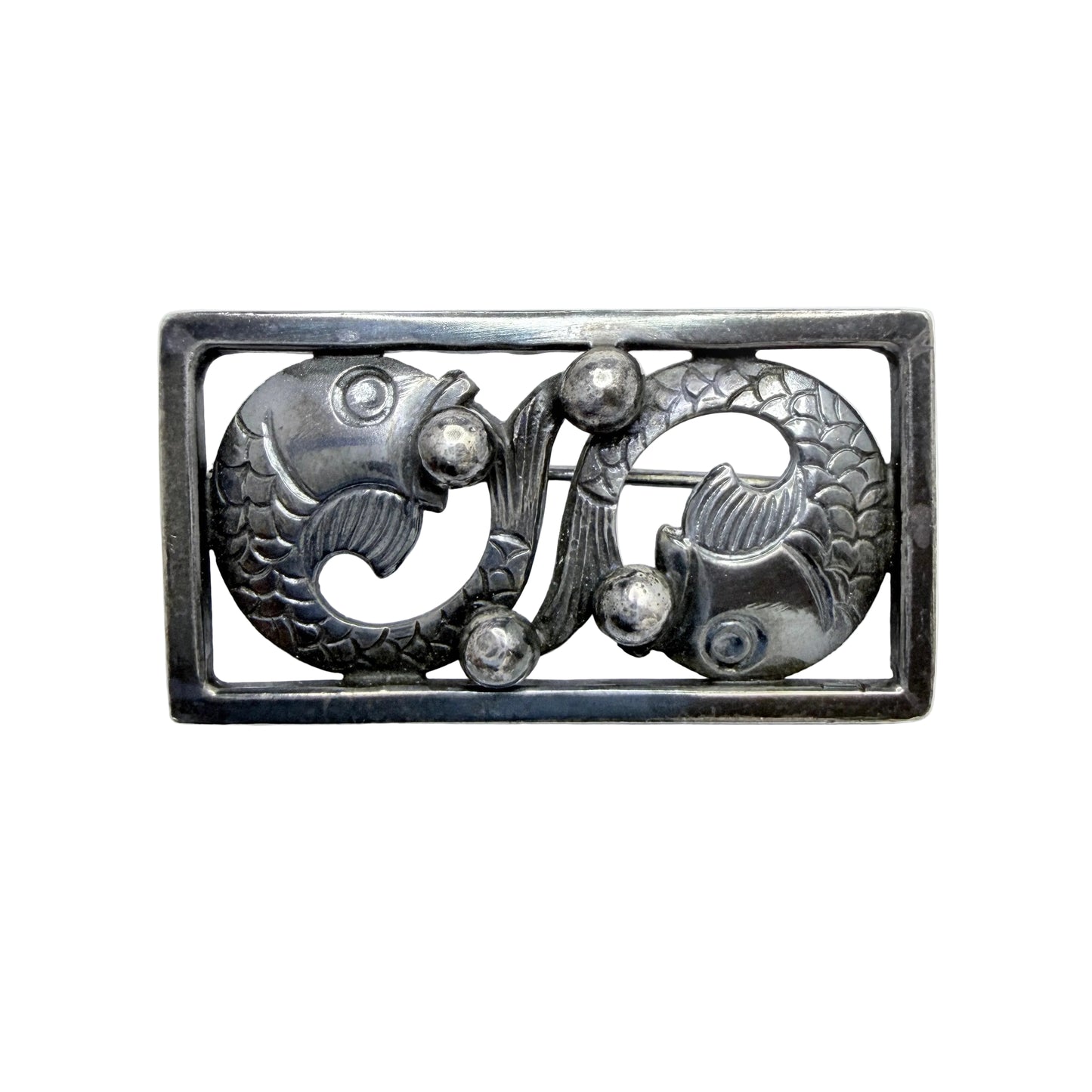Nordisk Silverkonst, Sweden 1948.Vintage Sterling Silver Fish Brooch.