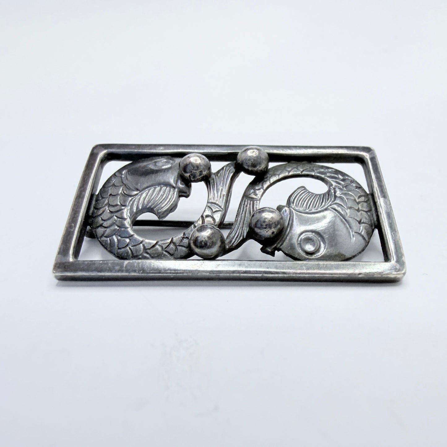 Nordisk Silverkonst, Sweden 1948.Vintage Sterling Silver Fish Brooch.