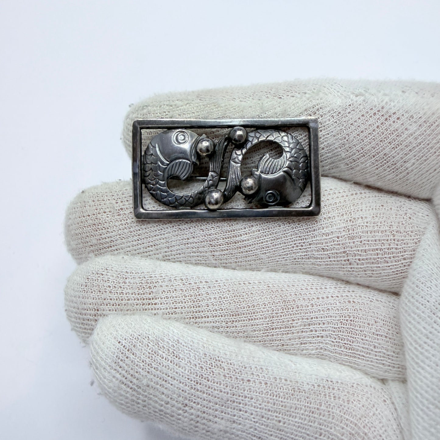 Nordisk Silverkonst, Sweden 1948.Vintage Sterling Silver Fish Brooch.