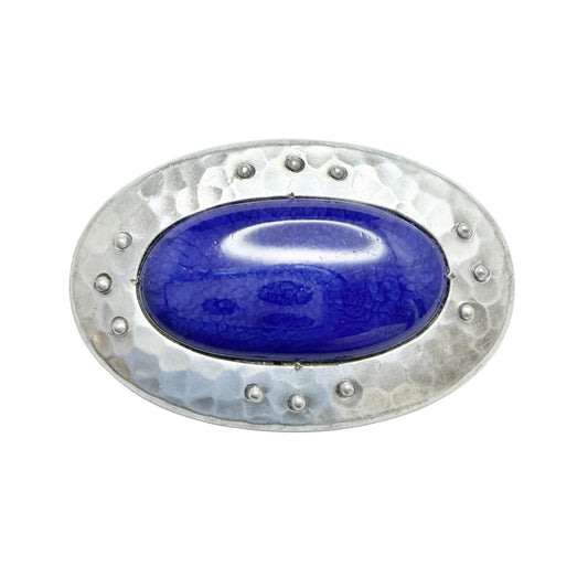 Ruskin Pottery Plantagenet for Liberty's. Antique Arts & Crafts Pewter Enamel Brooch.
