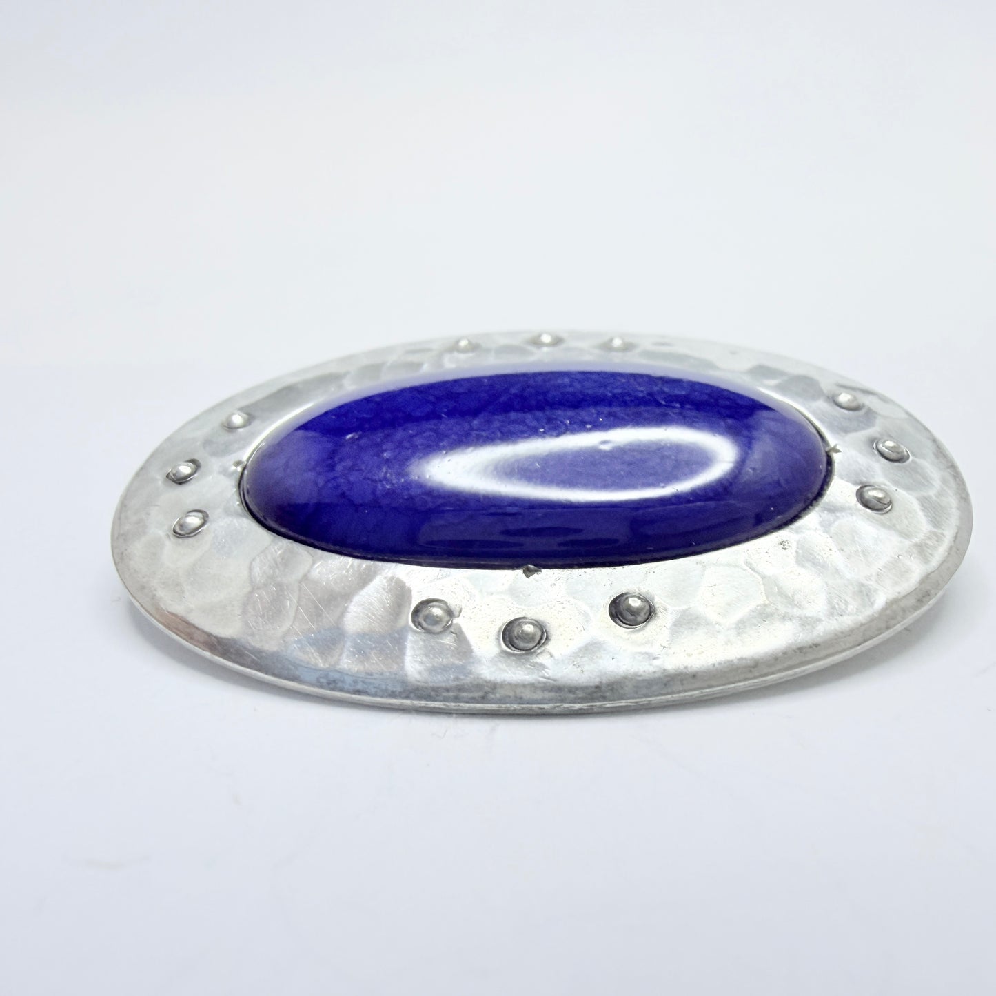 Ruskin Pottery Plantagenet for Liberty's. Antique Arts & Crafts Pewter Enamel Brooch.