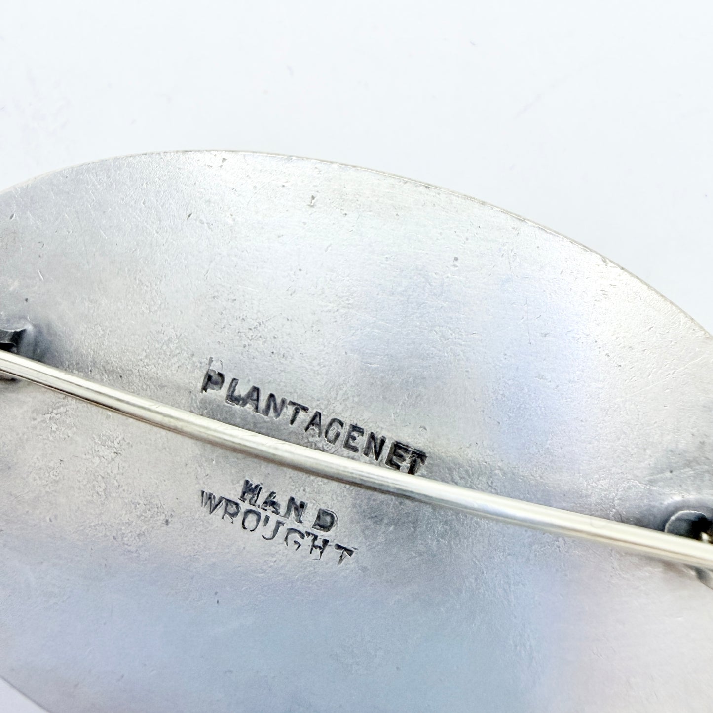 Ruskin Pottery Plantagenet for Liberty's. Antique Arts & Crafts Pewter Enamel Brooch.