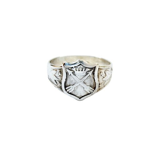 Hagström & Lundqvist, Sweden 1913. Antique Solid Silver Military Ring.