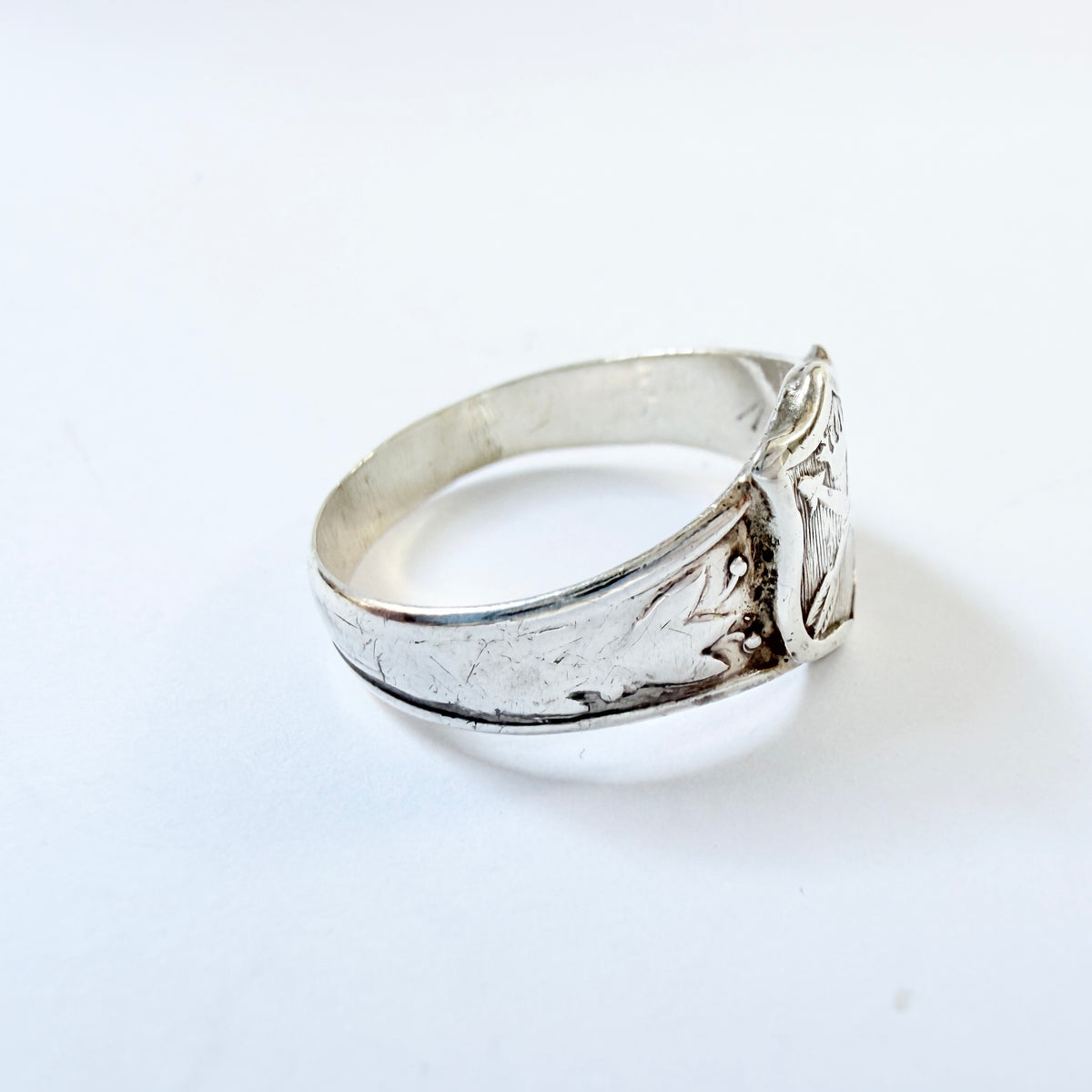 Hagström & Lundqvist, Sweden 1913. Antique Solid Silver Military Ring.