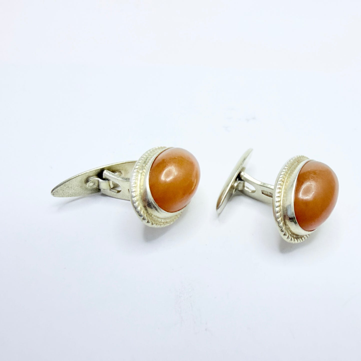 USSR. Vintage Gilt Solid Silver Baltic Amber Cufflink.