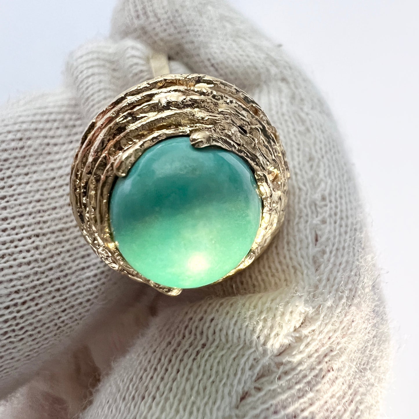 Herman Siersbøl Denmark c 1970s. Vintage 14k Gold Turquoise Cocktail Ring.