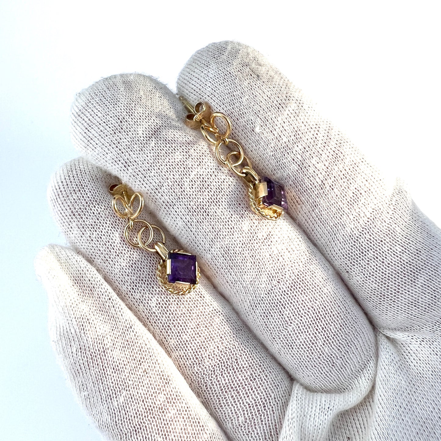 Strömdahl, Sweden 1950-60s. Vintage 18k Gold Amethyst Earrings