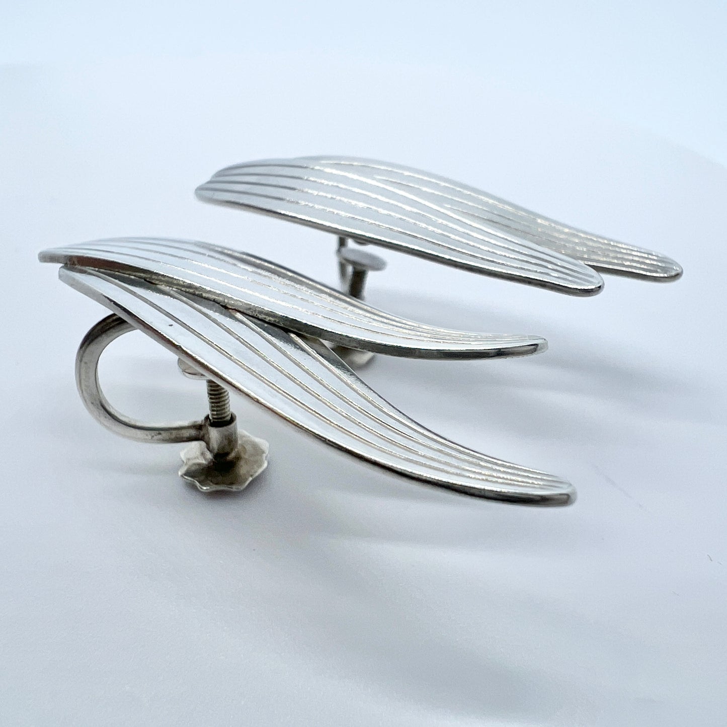 Sigurd Persson for Stigbert, Sweden 1949. Vintage Sterling Silver Earrings.