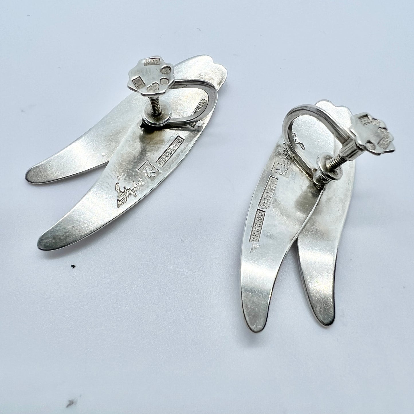 Sigurd Persson for Stigbert, Sweden 1949. Vintage Sterling Silver Earrings.