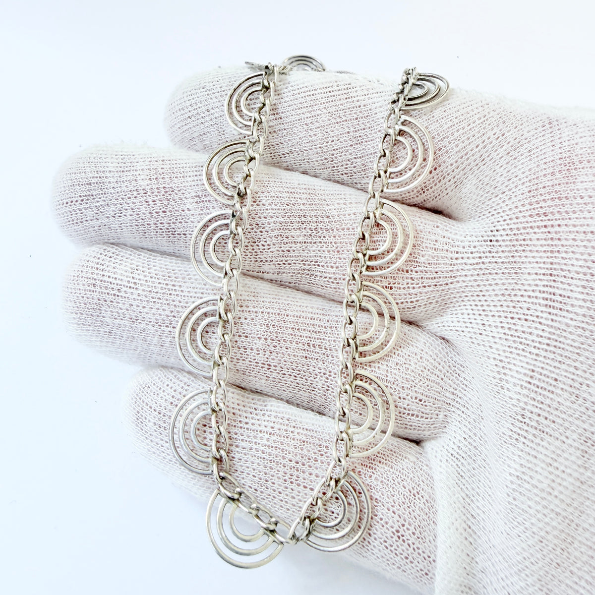 Friedrich Binder, Germany ca 1950-60s. Vintage Solid Silver Necklace.