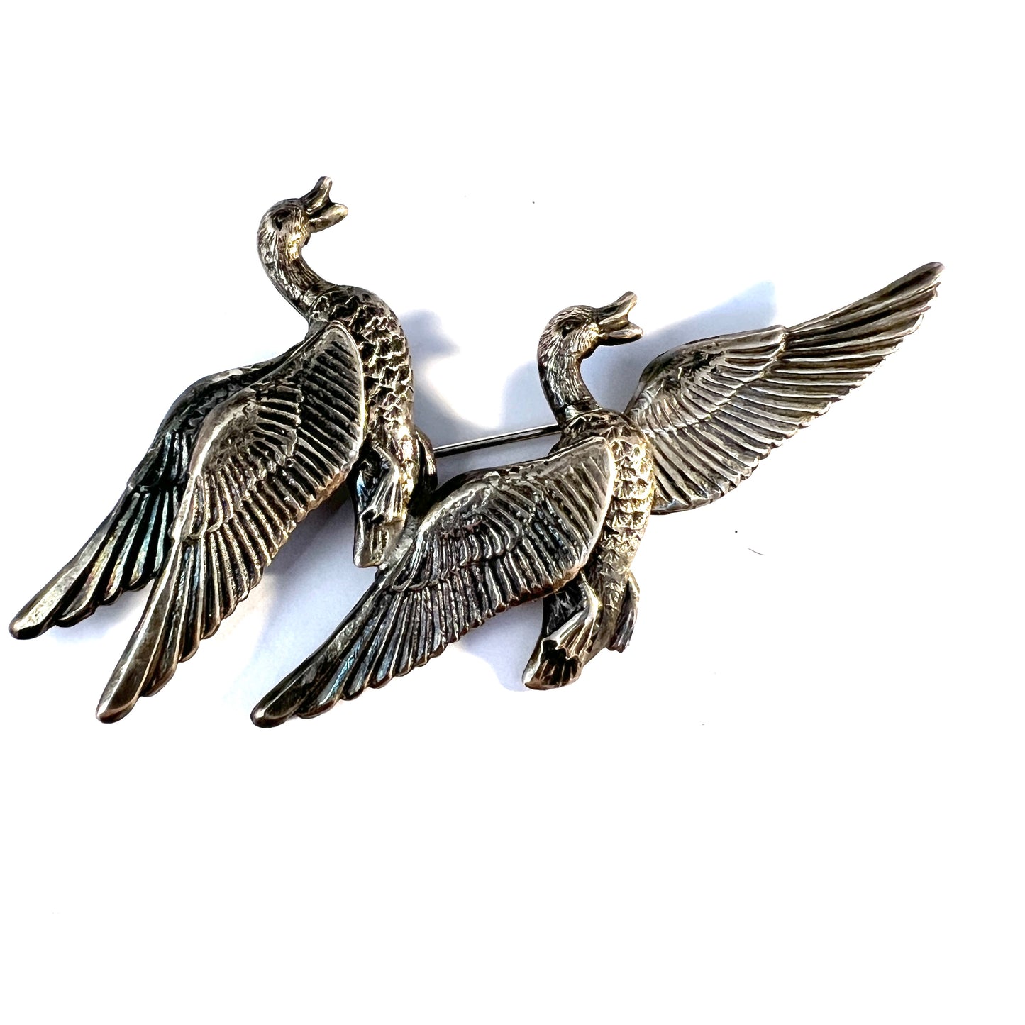 Vintage Large Sterling Silver Bird Brooch Pin.