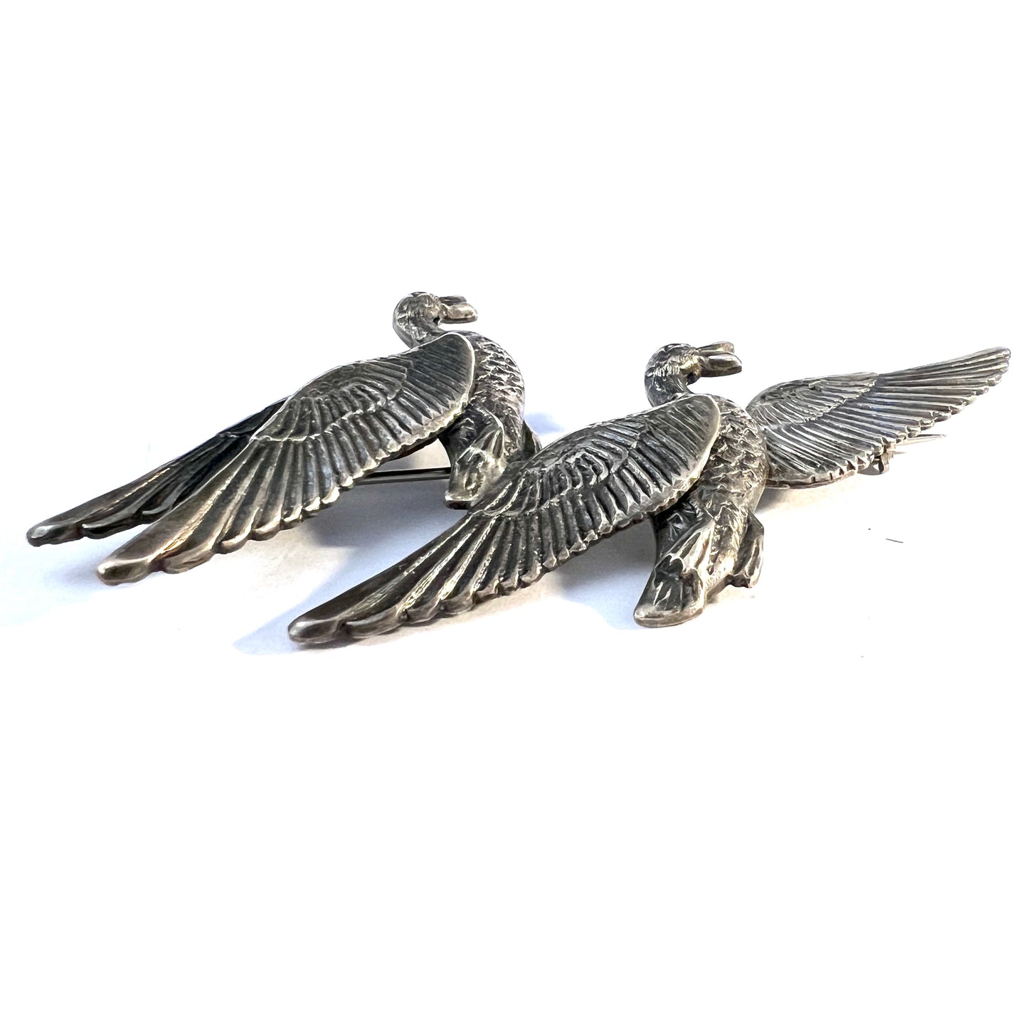 Vintage Large Sterling Silver Bird Brooch Pin.