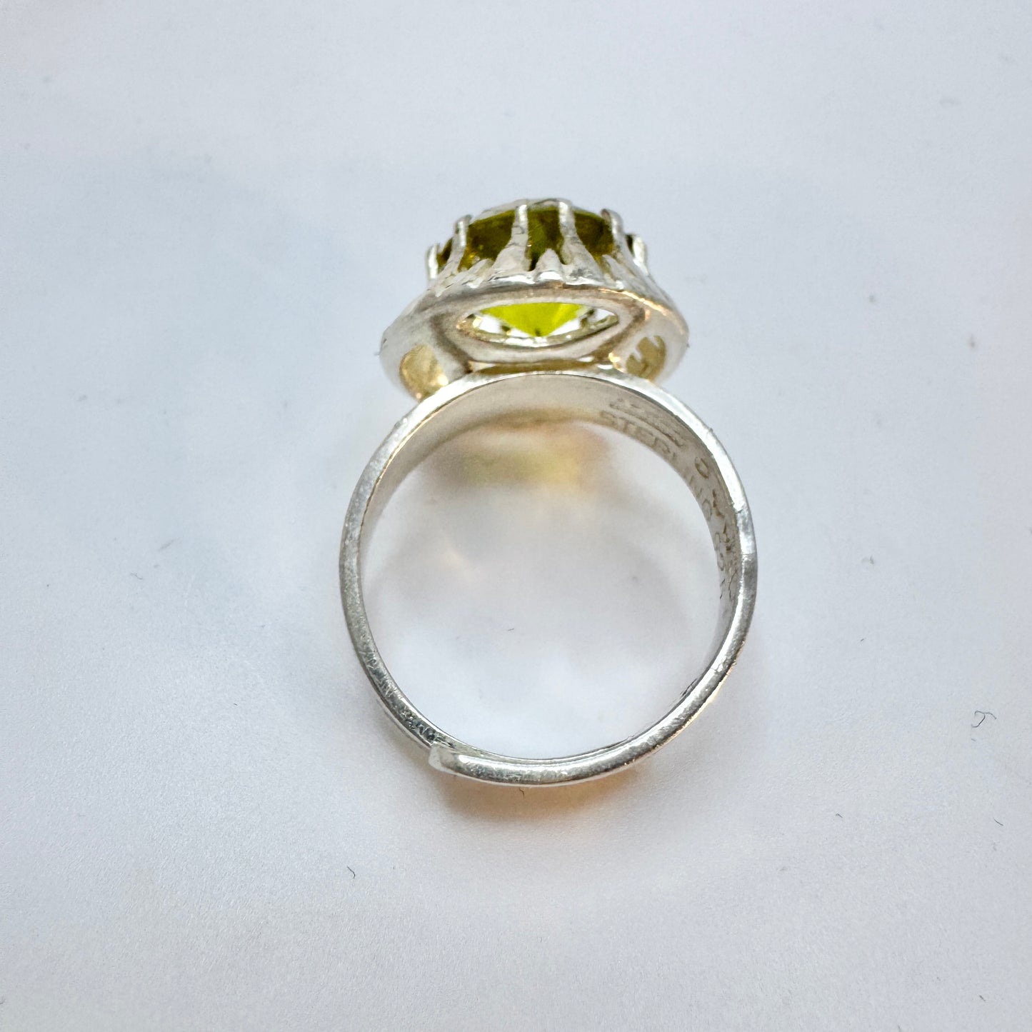 Alton, Sweden 1973. Vintage Sterling Silver Peridot Ring.