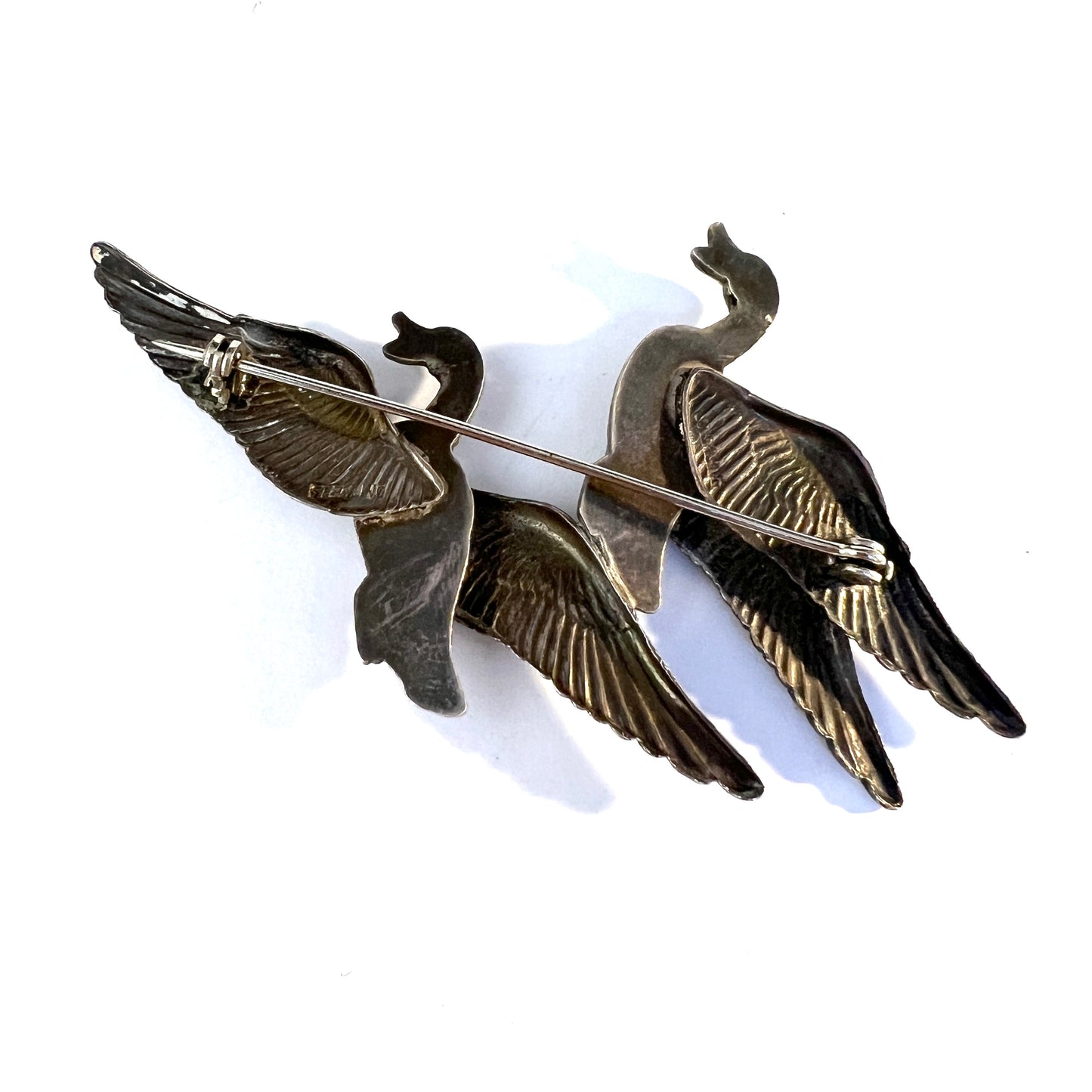 Vintage Large Sterling Silver Bird Brooch Pin.