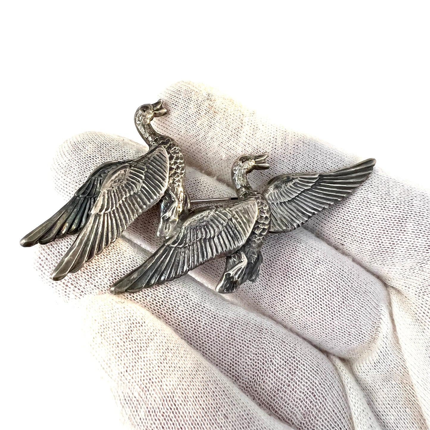 Vintage Large Sterling Silver Bird Brooch Pin.