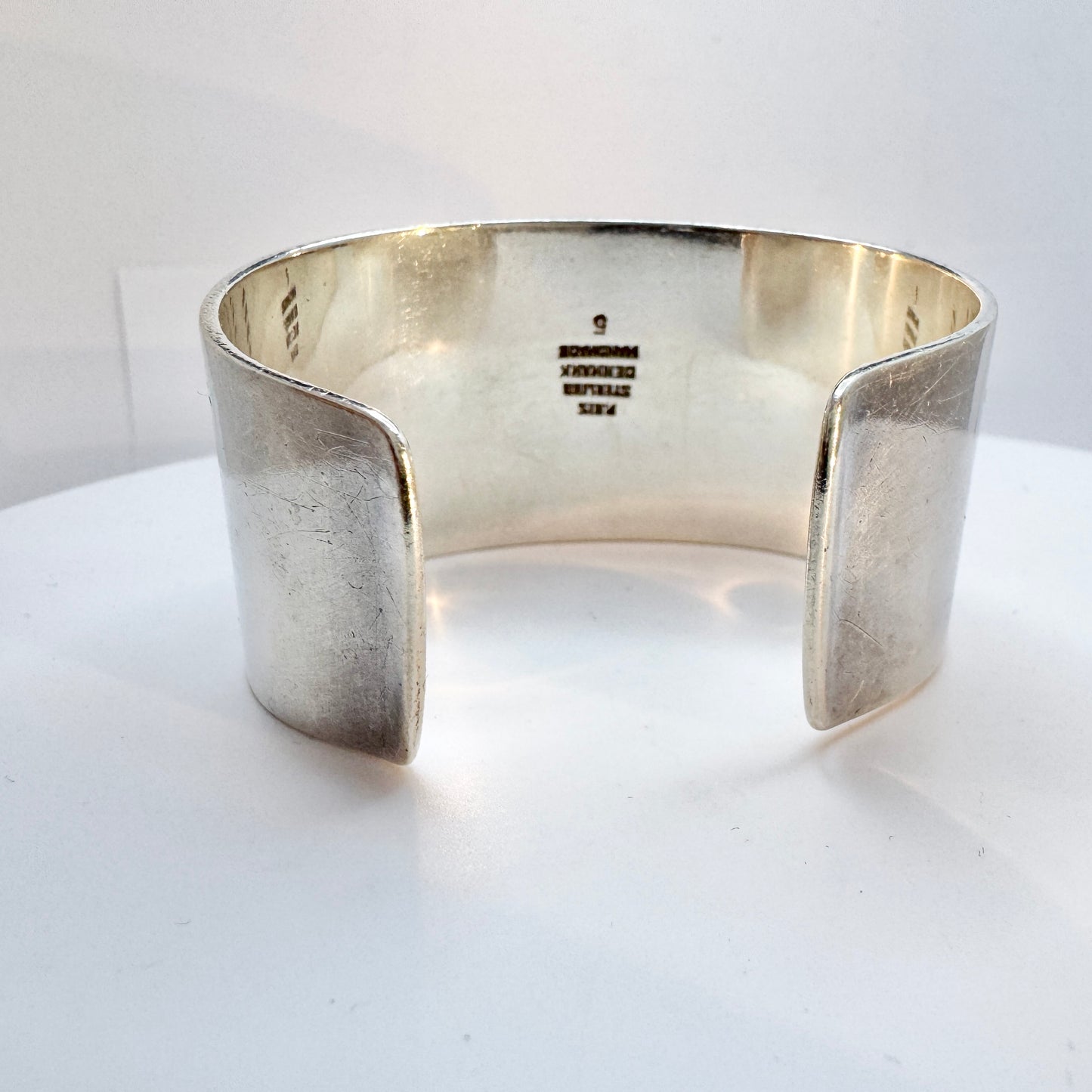 Palle Bisgaard, Denmark 1960s Vintage Chunky Sterling Silver Abalone Cuff Bracelet