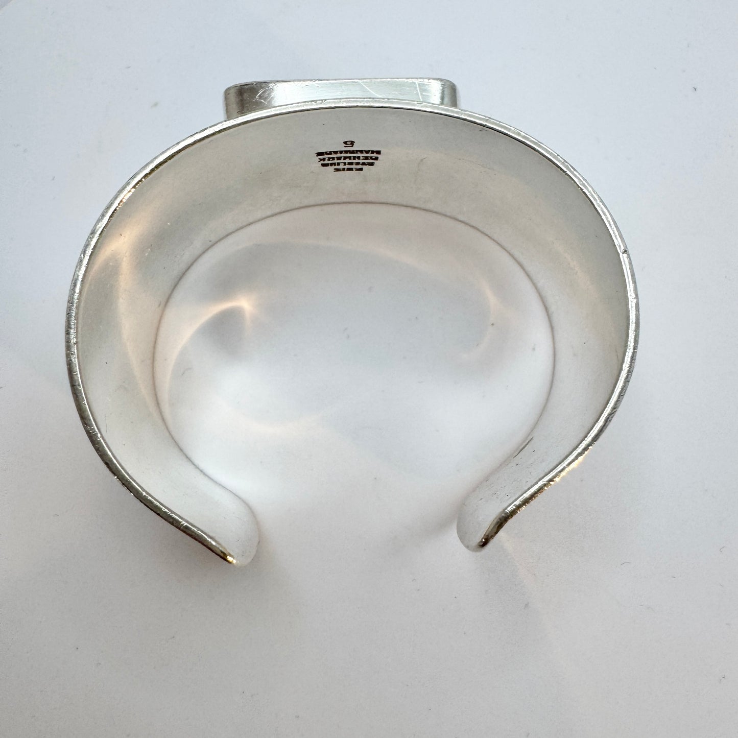 Palle Bisgaard, Denmark 1960s Vintage Chunky Sterling Silver Abalone Cuff Bracelet