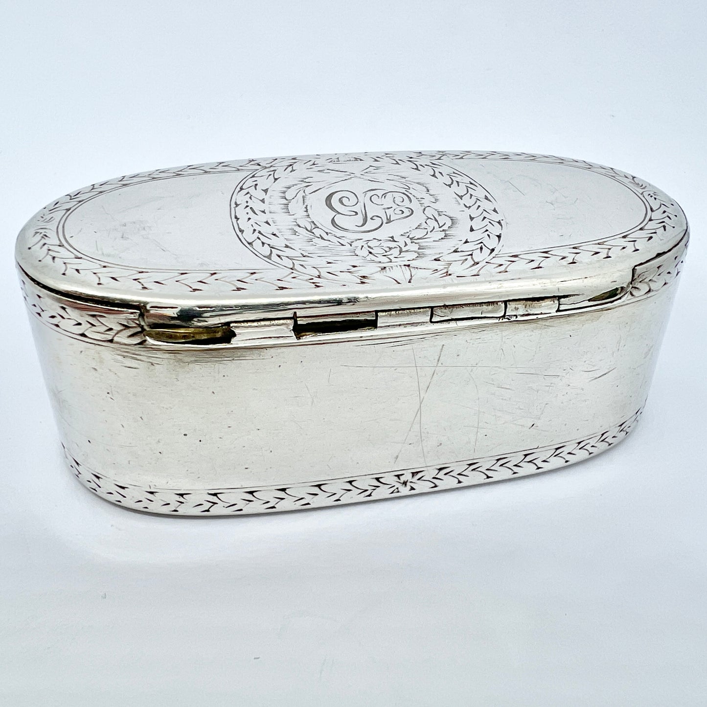 Antique Georgian Solid Silver Snuff Box. Continental Europe c 1800.