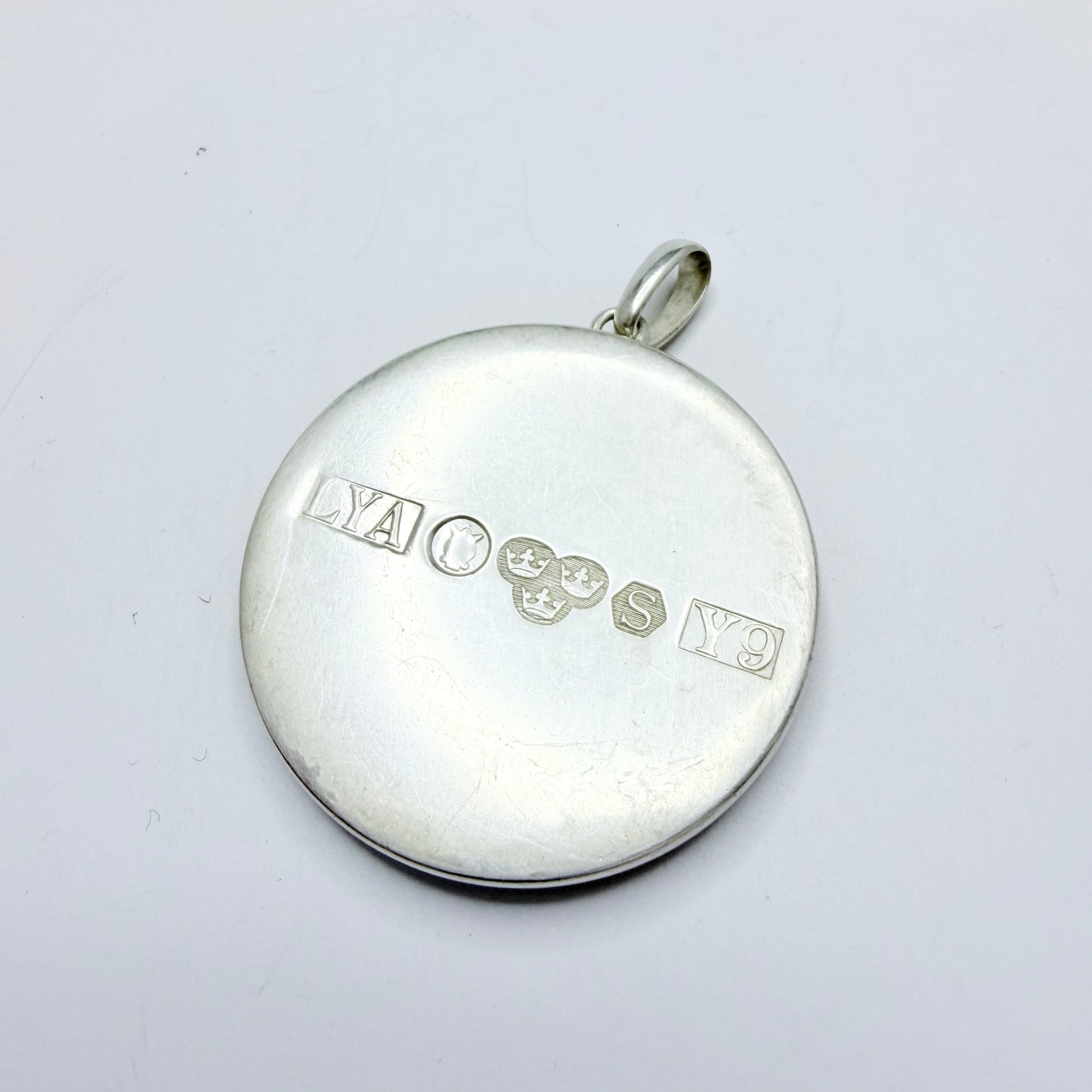 Stenlya Sweden 1973. Vintage Sterling Silver Porphyry Pendant.
