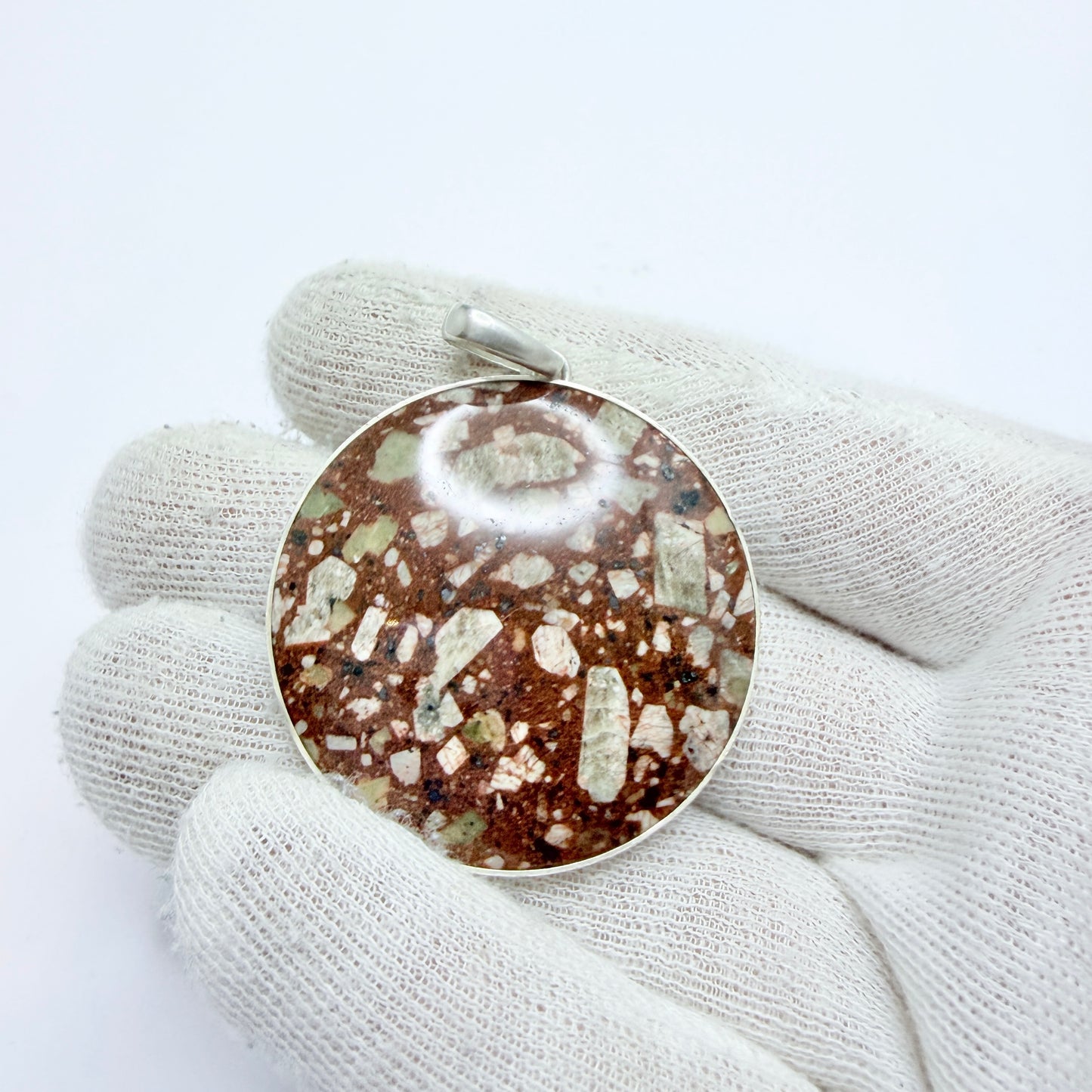 Stenlya Sweden 1973. Vintage Sterling Silver Porphyry Pendant.