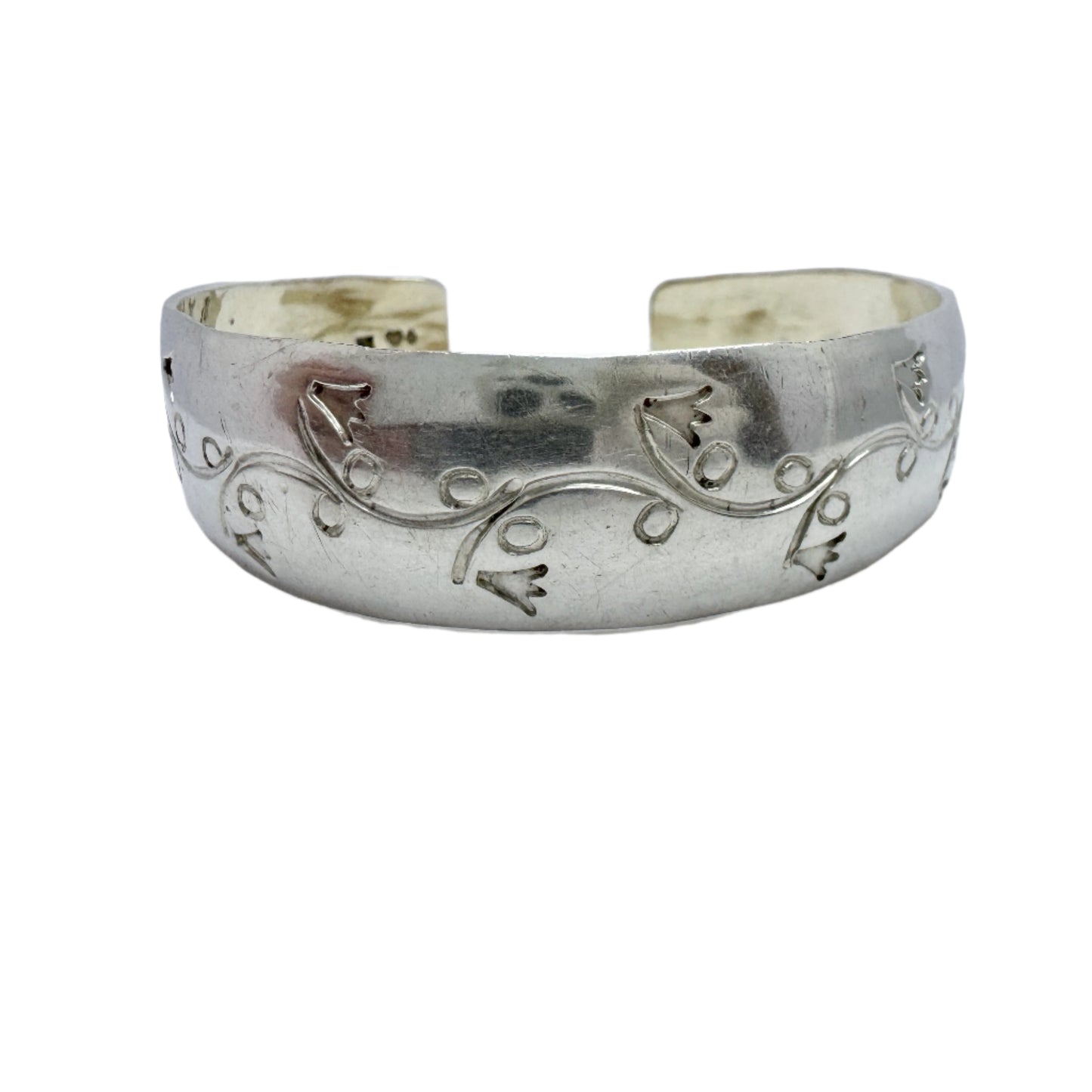 Sweden 1959. Vintage Sterling Silver Bellflower Cuff Bracelet.