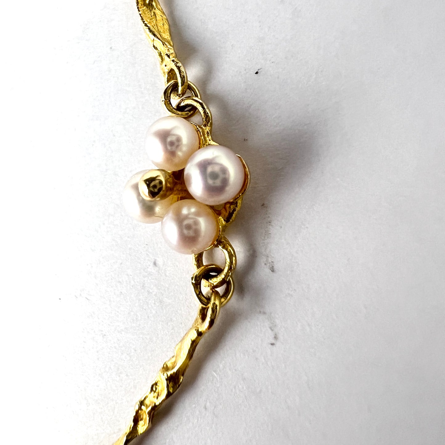 Bjorn Weckstrom for Lapponia, Finland. Vintage 18k Gold Pearl Bracelet. Design Wild flower