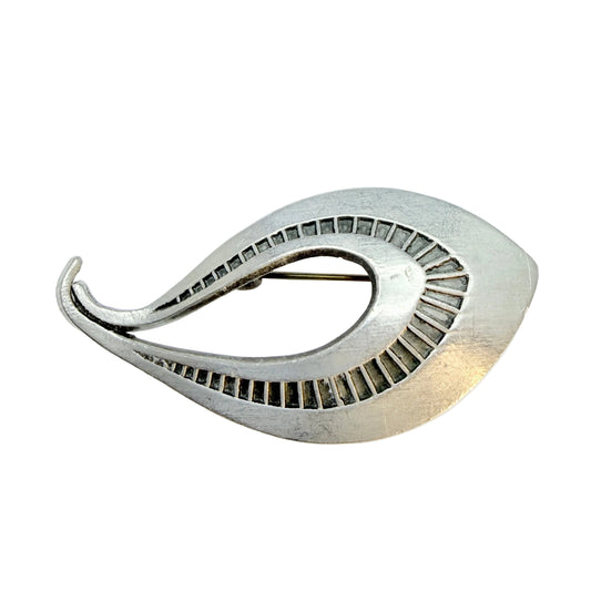 Rune Tennesmed, Sweden c 1960. Vintage Mid-century Modern Pewter Brooch.
