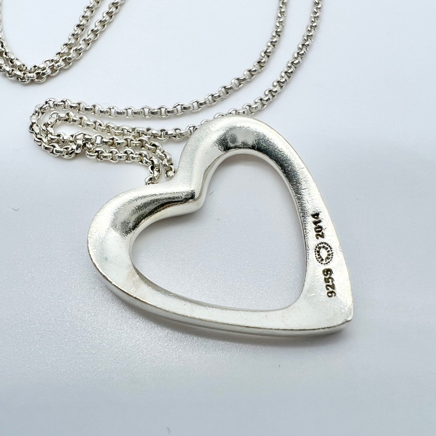 Georg Jensen, Denmark. Sterling Silver Heart Pendant Necklace. The Artist Heart Collection 2014.