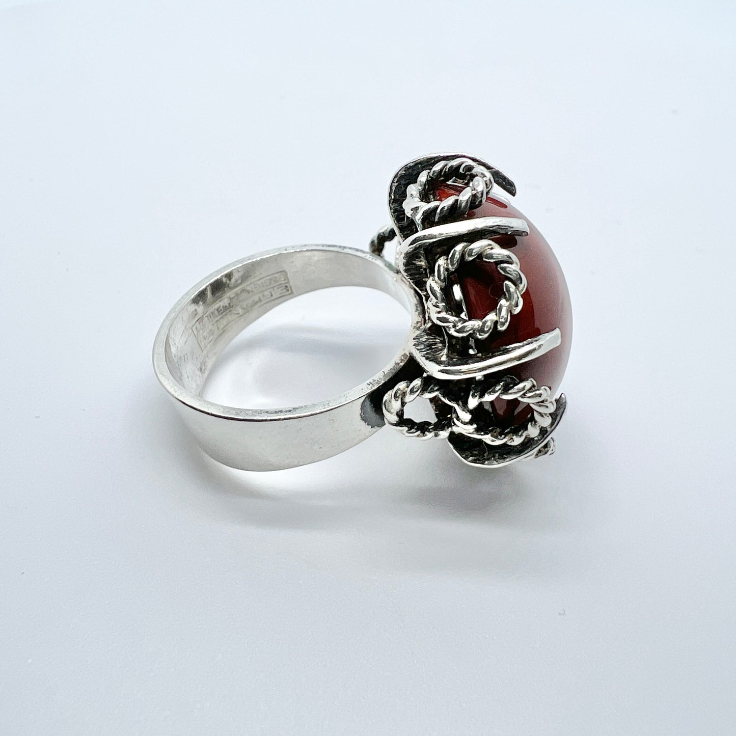 Erik Granit, Finland year 1971 Vintage Sterling Silver Jasper Ring