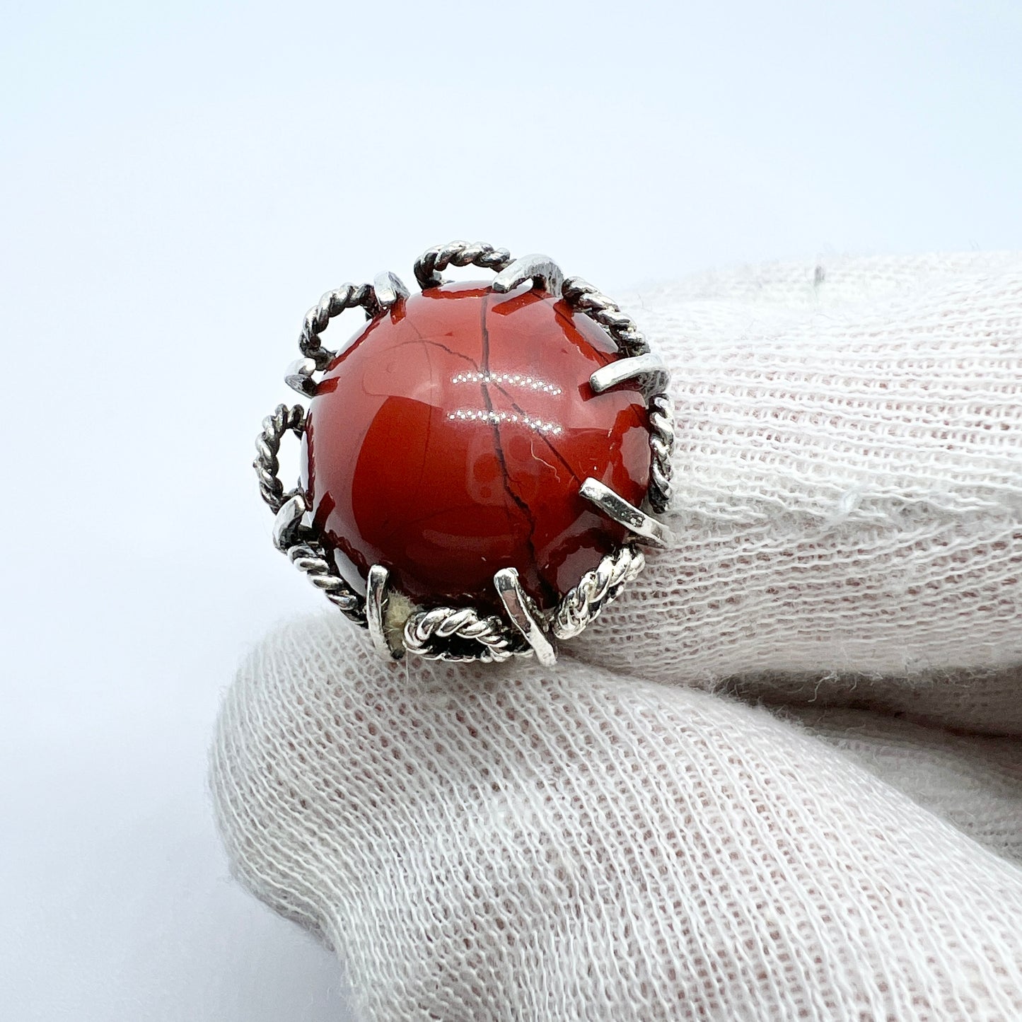 Erik Granit, Finland year 1971 Vintage Sterling Silver Jasper Ring