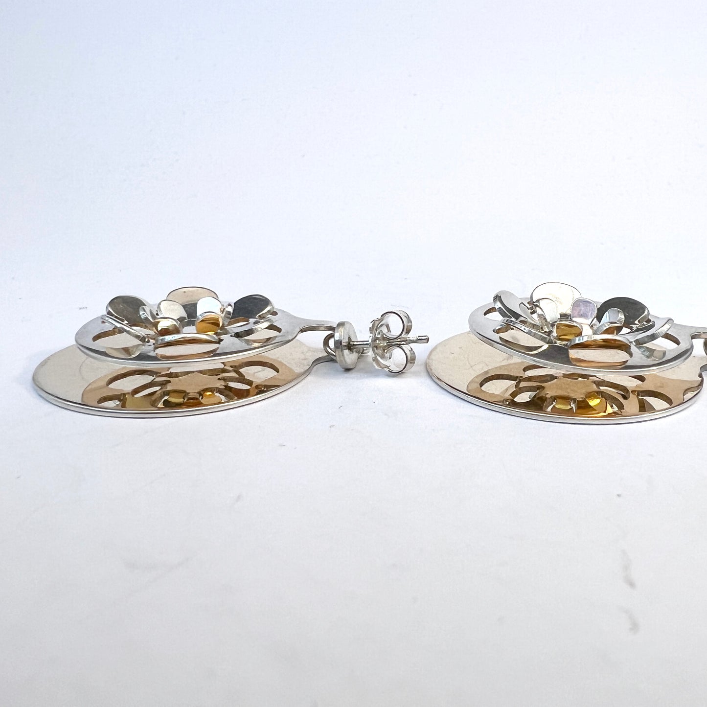 Theresia Hvorslev for Alton, Sweden 1968. Vintage Sterling Silver Earrings. Signed.