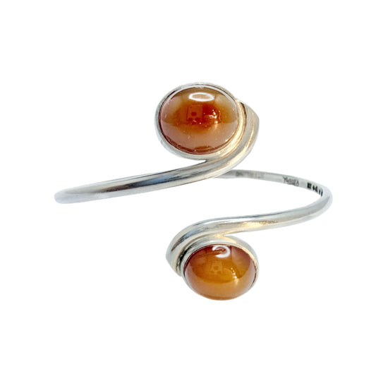 Torsten Mähl, Sweden 1956. Vintage Sterling Silver Agate Arm Bangle Bracelet. Signed