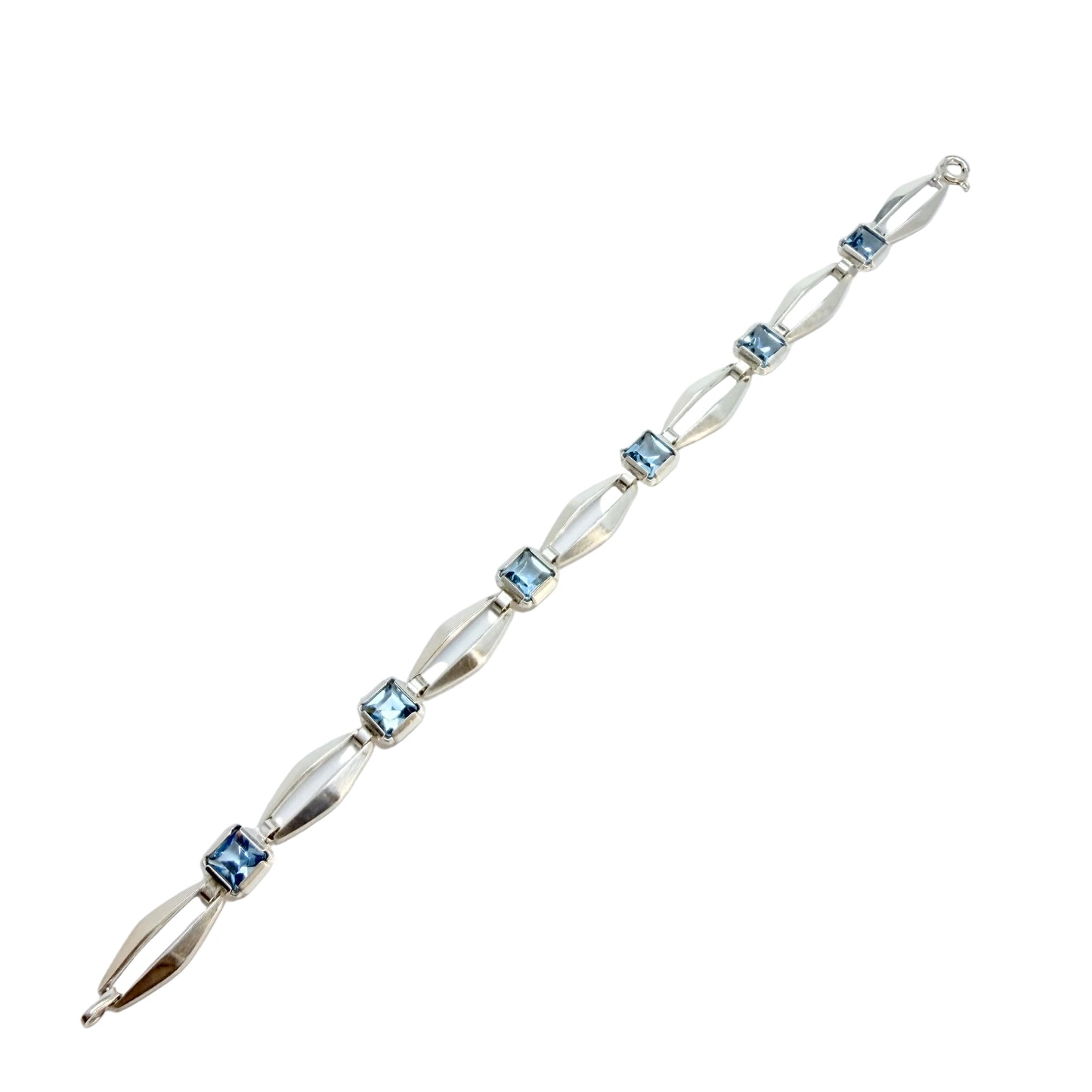 K&L-Kordes Lichtenfels, Germany c 1960s. Solid Silver Blue Glass Bracelet