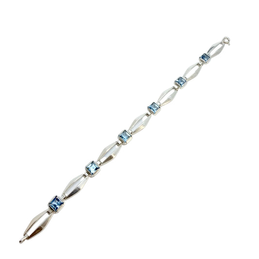 K&L-Kordes Lichtenfels, Germany c 1960s. Solid Silver Blue Glass Bracelet