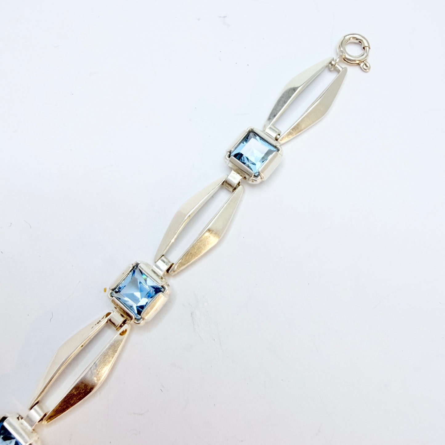 K&L-Kordes Lichtenfels, Germany c 1960s. Solid Silver Blue Glass Bracelet