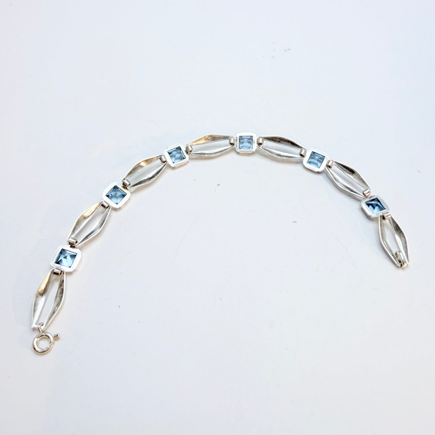 K&L-Kordes Lichtenfels, Germany c 1960s. Solid Silver Blue Glass Bracelet
