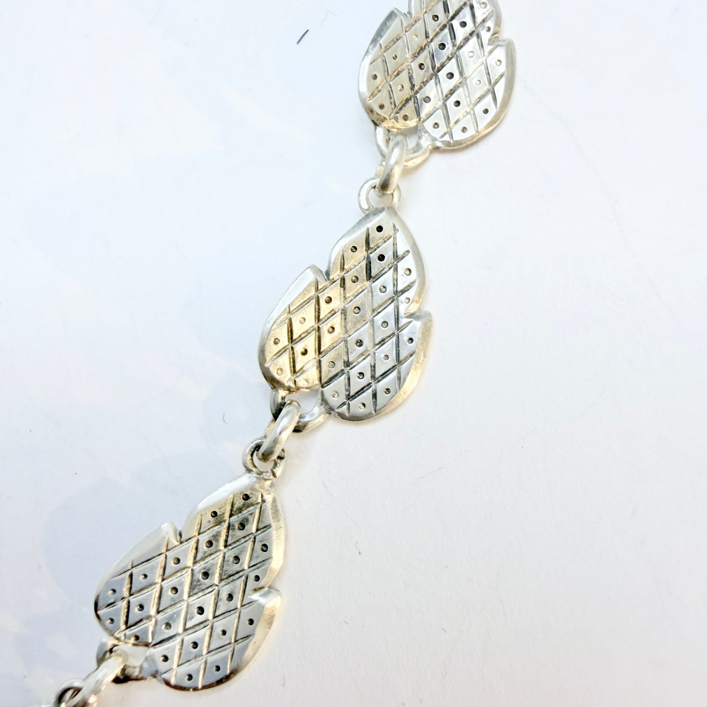 TeKa, Germany. Vintage ca 1960 Solid Silver Leaf Necklace.