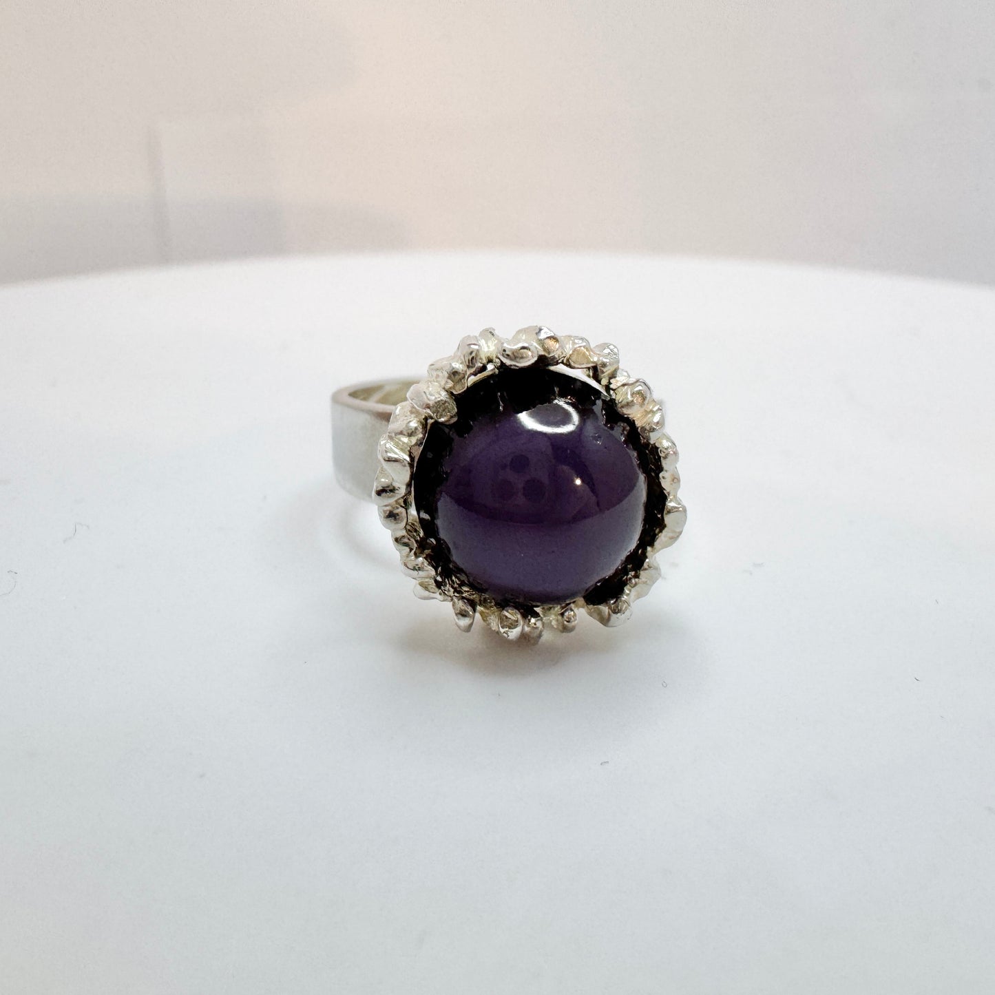 Herman Siersbøl, Denmark c 1960s. Vintage Sterling Silver Art Glass Ring.