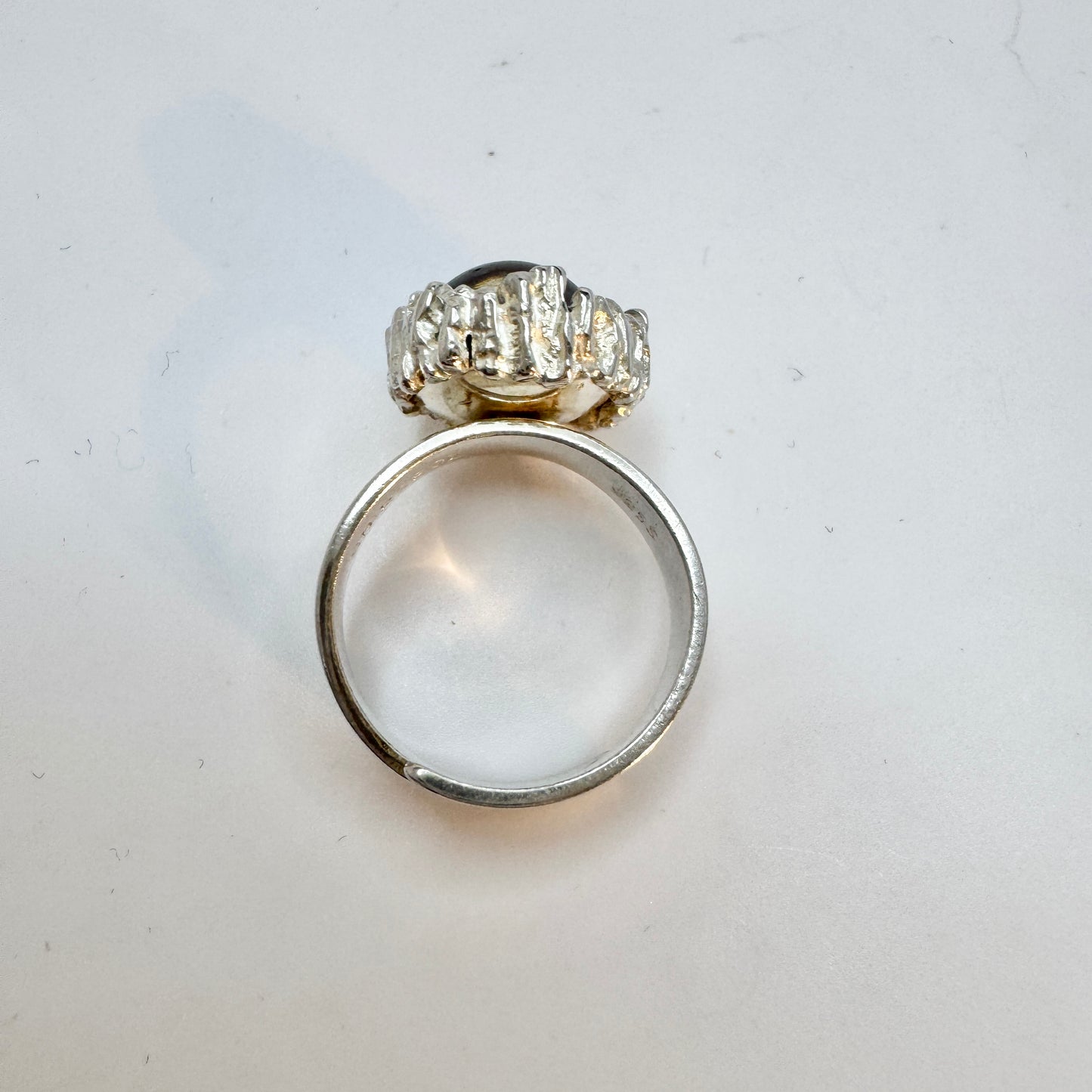 Herman Siersbøl, Denmark c 1960s. Vintage Sterling Silver Art Glass Ring.