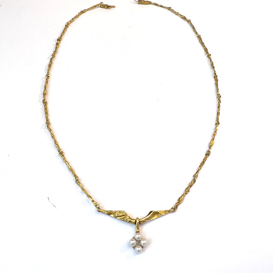 Bjorn Weckstrom for Lapponia, Finland 1999. Vintage 18k Gold Pearl Necklace.