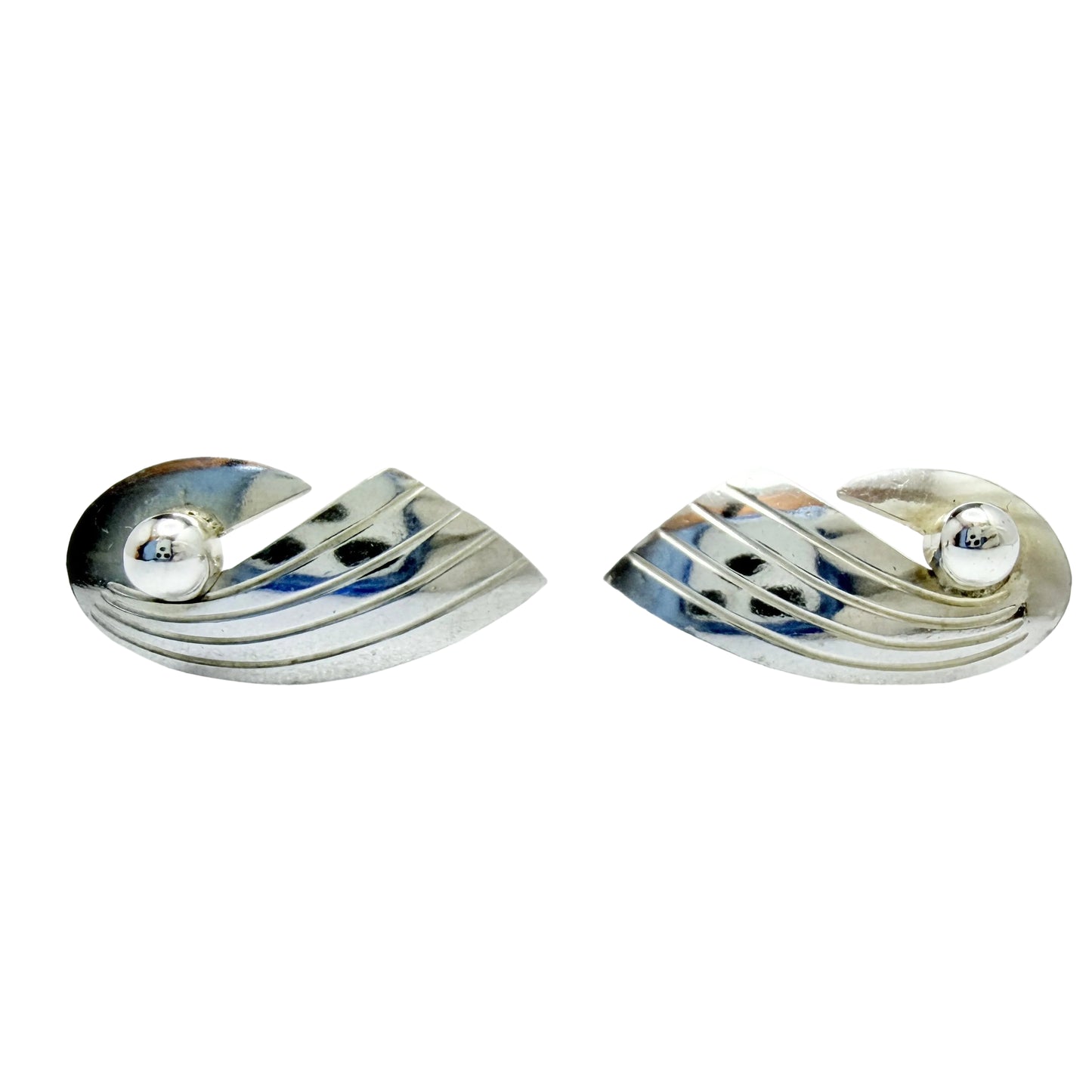 Sweden c 1960. Vintage Solid Silver Earrings.