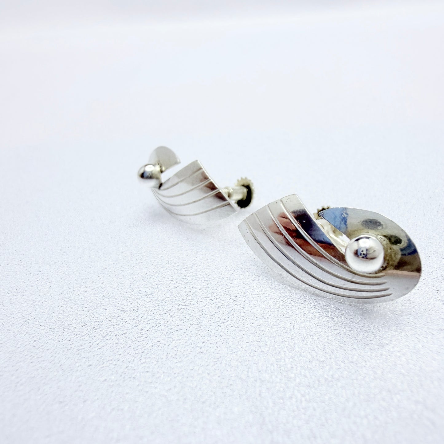 Sweden c 1960. Vintage Solid Silver Earrings.