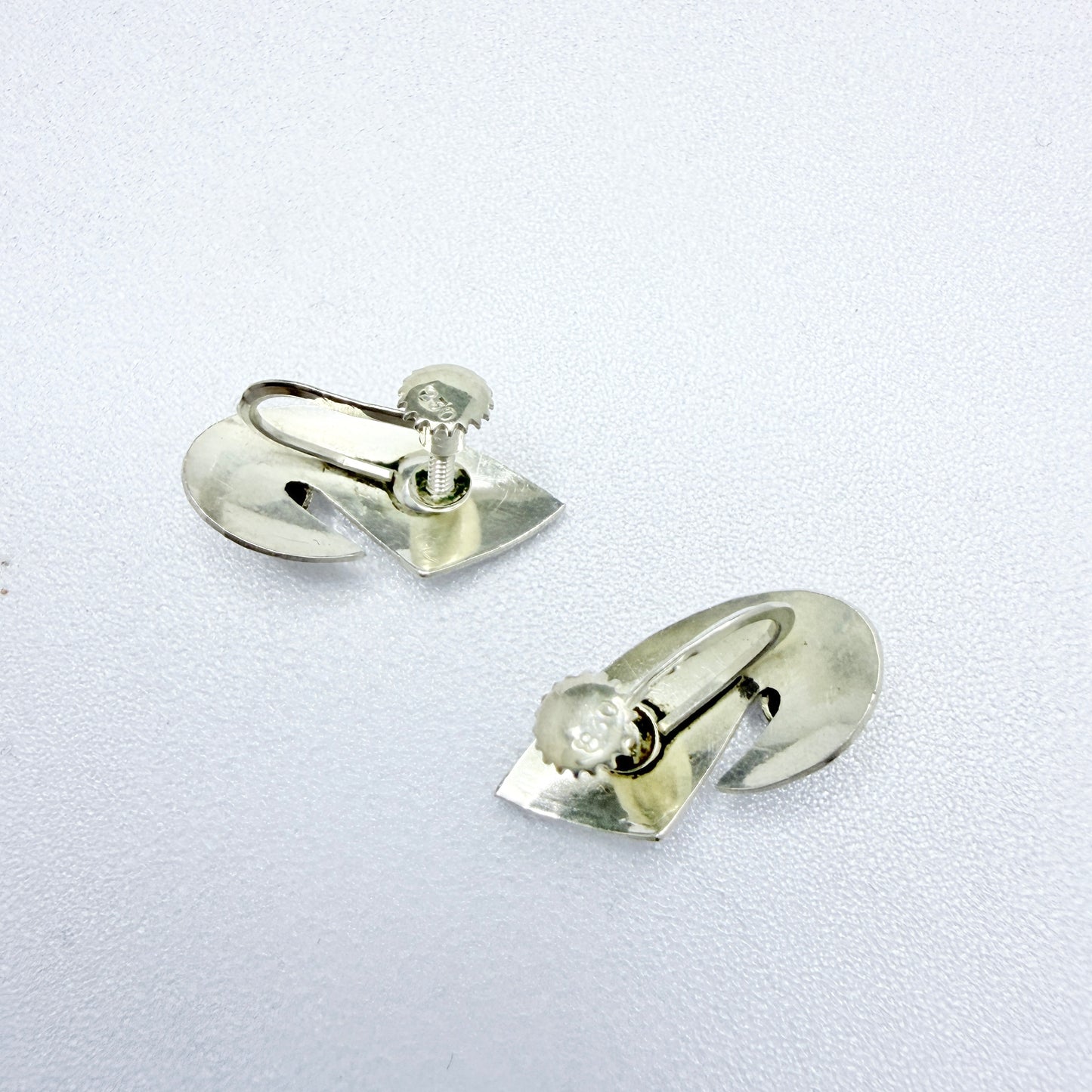 Sweden c 1960. Vintage Solid Silver Earrings.