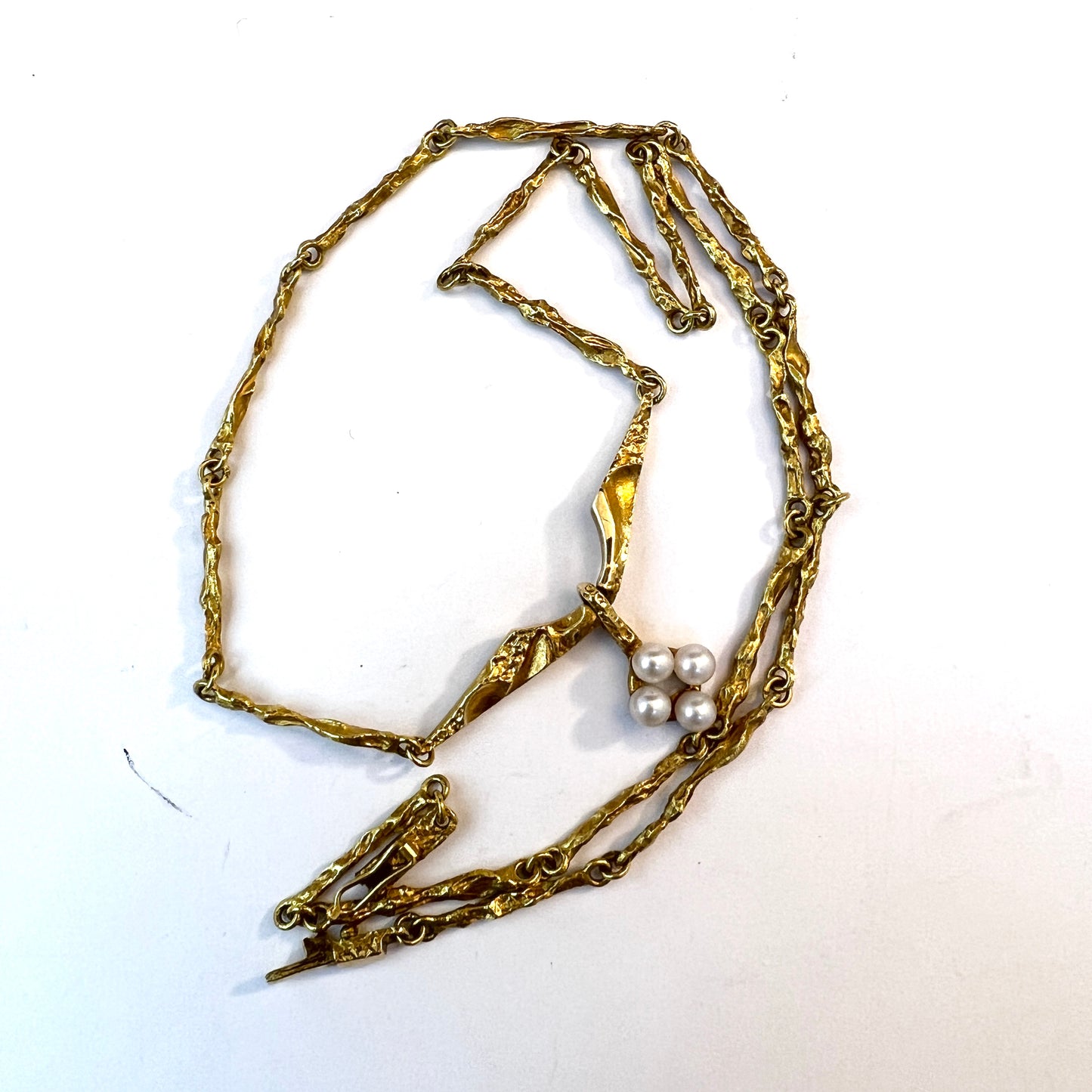 Bjorn Weckstrom for Lapponia, Finland 1999. Vintage 18k Gold Pearl Necklace.