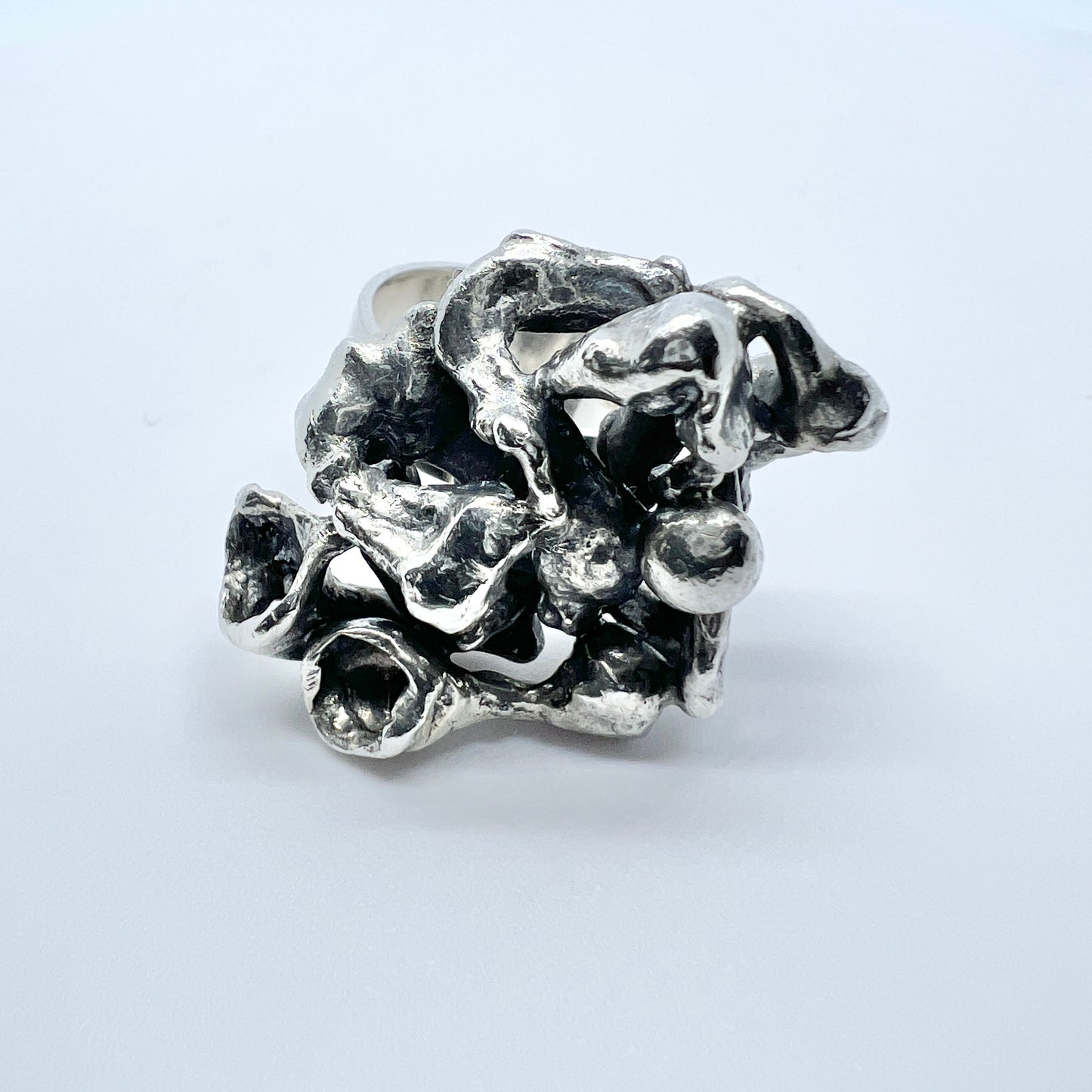 Svedbom, Sweden 1968 Bold Vintage Brutalist Sterling Silver Ring.