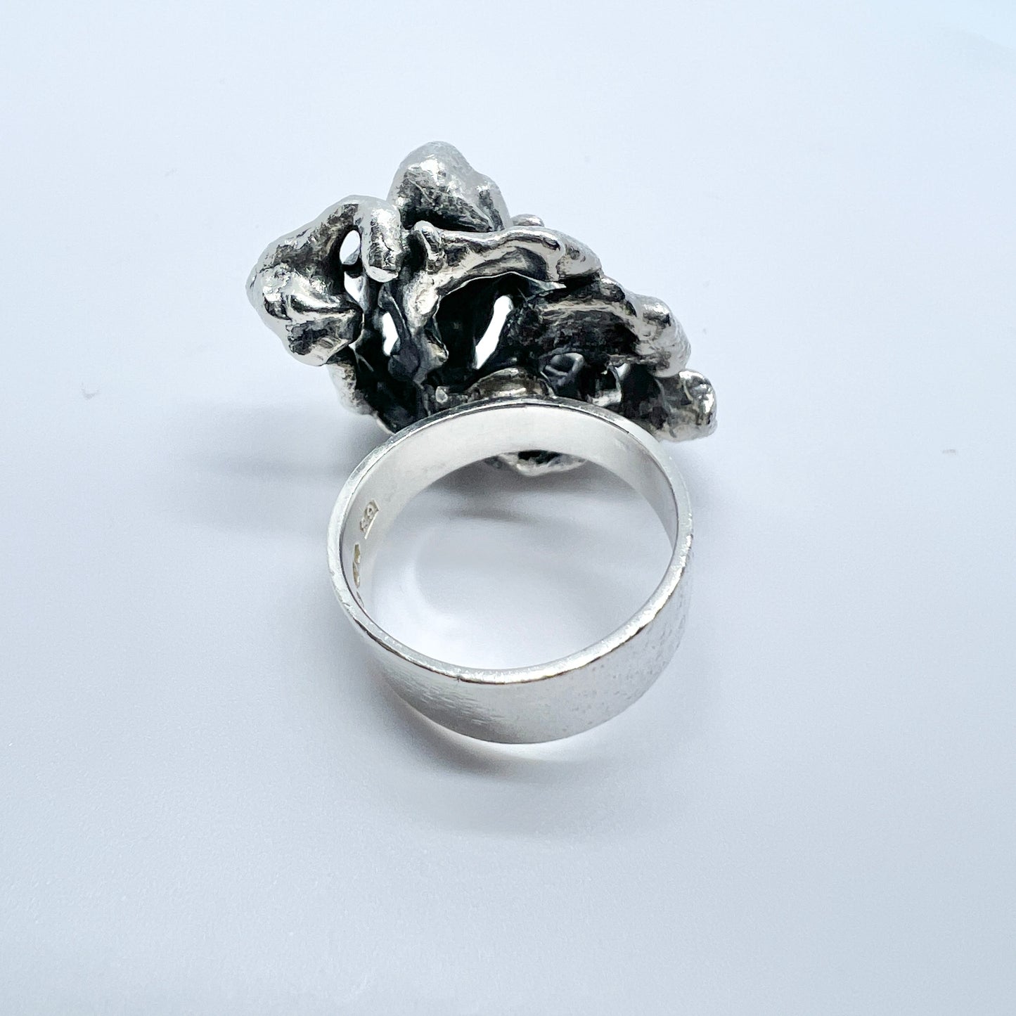 Svedbom, Sweden 1968 Bold Vintage Brutalist Sterling Silver Ring.