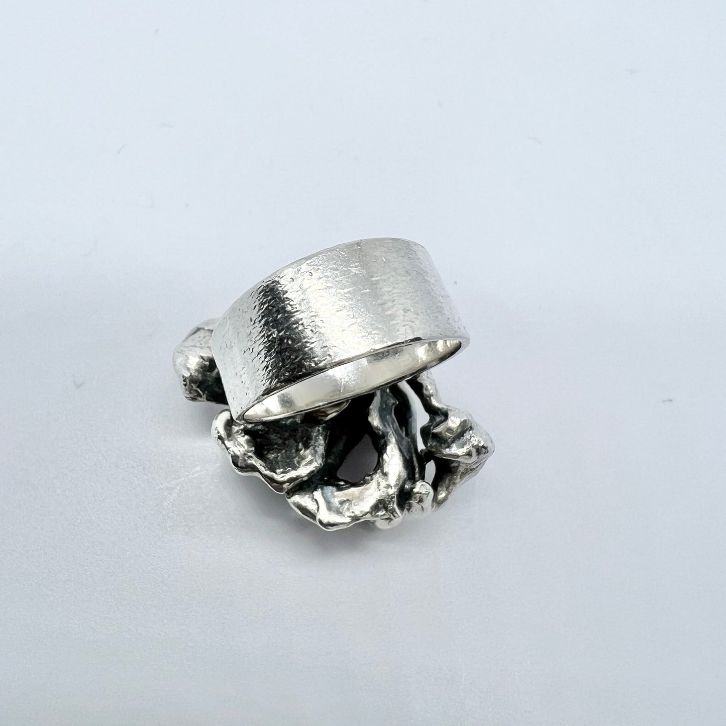 Svedbom, Sweden 1968 Bold Vintage Brutalist Sterling Silver Ring.