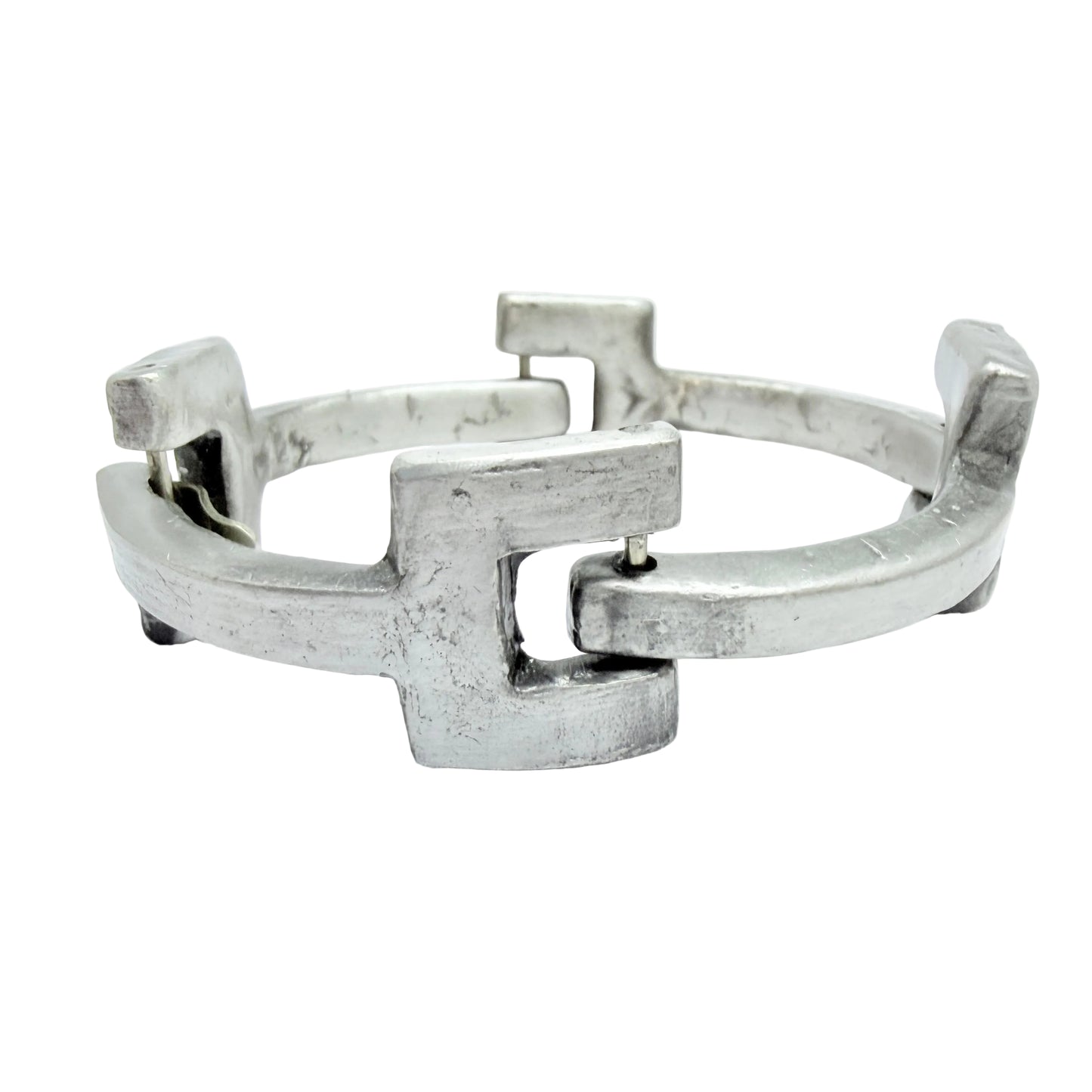 Anders Andersen, Denmark 1970s. Chunky Brutalist Pewter Bracelet.